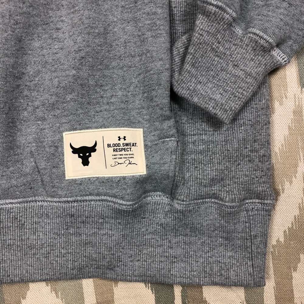 Under Armour UA Men's Project Rock Gray Hoodie Respect Size L large 1346067-011 - Picture 8 of 13